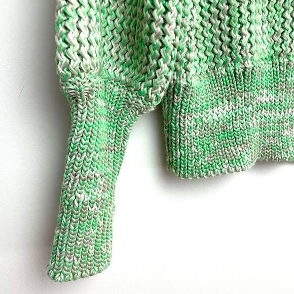 H&M Chunky Open Weave Green Chunky Crochet Knit Oversized Coastal Sweater L - Picture 2 of 7